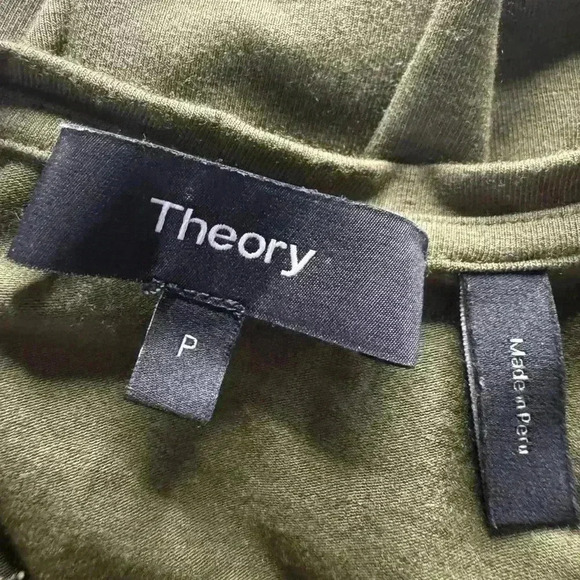 Theory Women’s P Small Knotted Tie Front Olive Green Above Knee T Shirt Dress - Picture 7 of 11